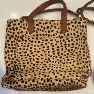 NWT Madewell small zip top crossbody transport tote calf hair cheetah